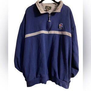 Men’s Antigua KU Kansas University Jayhawks Halfzip Pullover Sweater Blue XXL